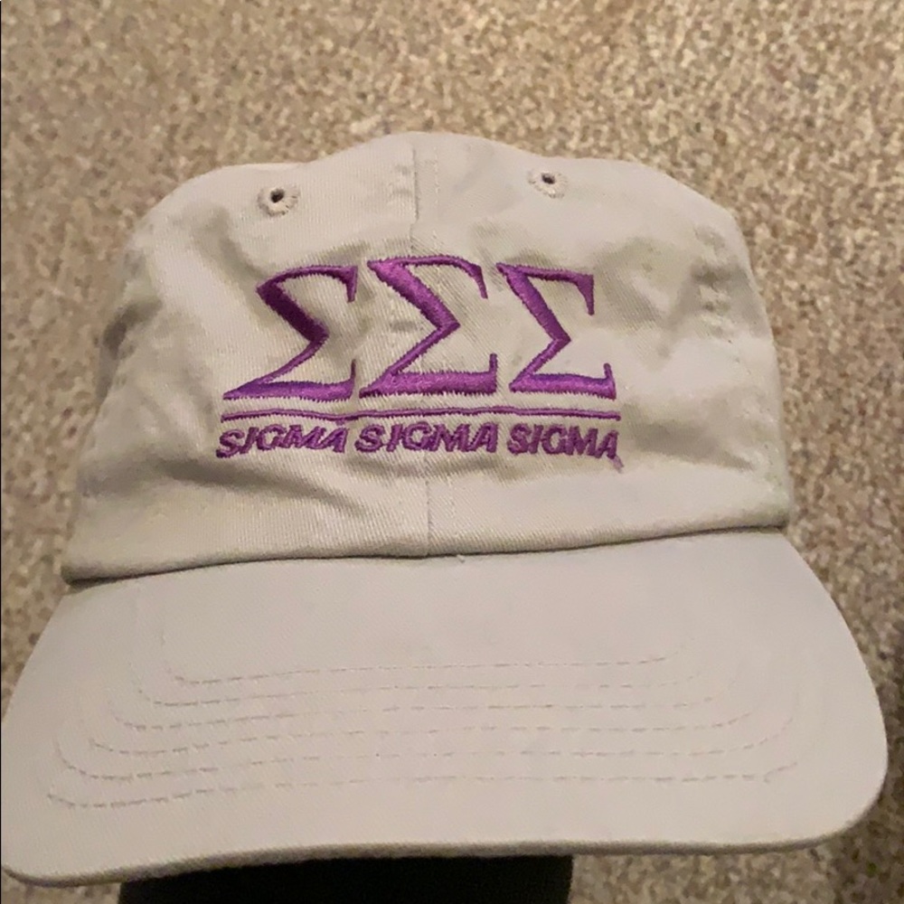 Sigma Sigma Sigma gray hat with purple letters